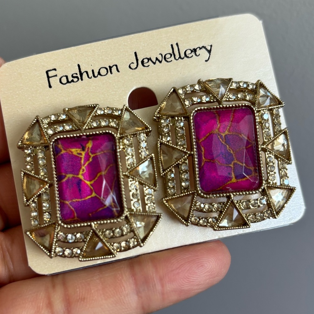 Firestone Purple and Gold stud earrings